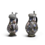 Deux cruches Dippoldiswalde en gr&#232;s, fin XVIIe si&#232;cle Two Dippoldiswalde stoneware jug...