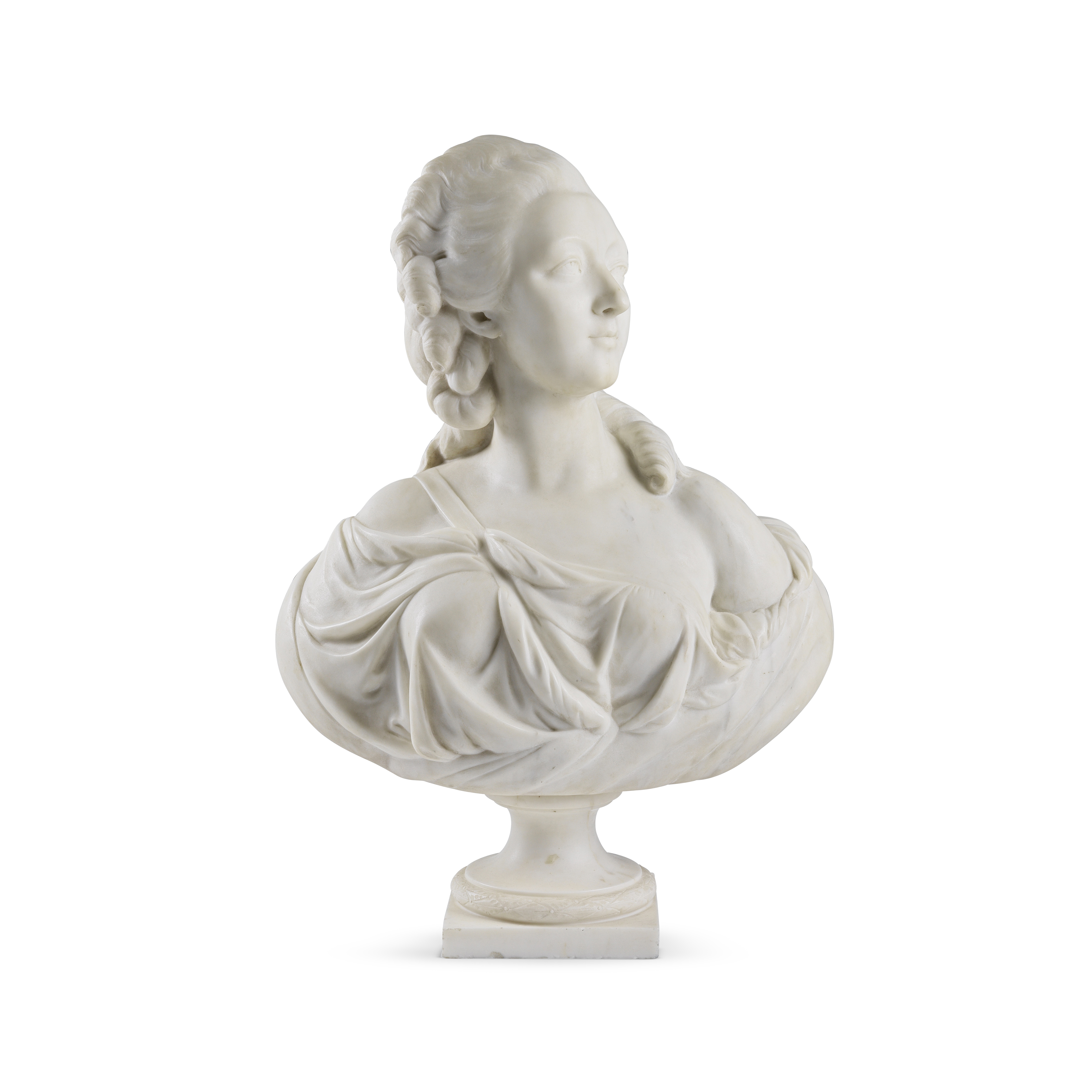 Buste en marbre blanc d'une femme, XIXe si&#232;cleA white marble bust of a Lady, 19th century