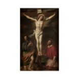 Ecole bolonaise, d&#232;but XVIIIe si&#232;cle Crucifixion avec Saint Roch et Saint Charles Borr...