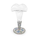 An Arts and Crafts style silver and enamel small flower vase not assayed, John Ferguson Gow, pre...