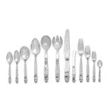 GEORG JENSEN: a Danish silver Acorn (Konge) table service of flatware and cutlery predominately ...
