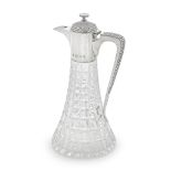 A silver mounted cut-glass claret jug designed by Anthony Elson for Asprey & Co, London 1972
