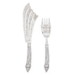 A cased pair of good Victorian silver fish servers George Adams, London 1874, handle 1873 (2)