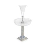 A rare Arts and Crafts style silver and enamel &#233;pergne not assayed, John Ferguson Gow, pre...