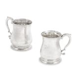 Two George II silver mugs the first William Williams I, London 1742, the second maker's mark par...