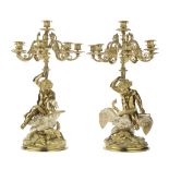 A pair of late 19th century French gilt and silvered bronze eight-light figural candelabra (2)