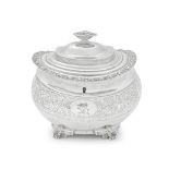 A George IV large silver tea caddy Henry Nutting or Hannah Northcote, London 1819