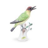 A late 19th century Meissen porcelain model of a green woodpecker