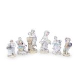 A collection of six late 19th/early 20th century Meissen porcelain figures