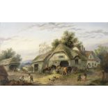 Georgina Lara (British, active 1840-1880) Farmyard scenes, a pair each 35.9 x 60.6cm (14 1/8 x 2...