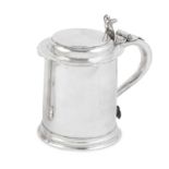 A Queen Anne silver lidded tankard Robert Timbrell, London 1708