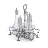 A George II / III Irish silver Warwick cruet frame William Townsend, Dublin, circa 1760