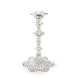 A George II cast silver candlestick John Cafe, London 1757