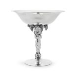 GEORG JENSEN: a large Danish silver 'Grape' pattern tazza pattern 264B, with importers mark for...