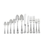 A predominately George III silver Hour-Glass pattern flatware service various maker's and dates