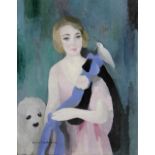 MARIE LAURENCIN (1883-1956) Portrait de Mia Bergmann avec chien (Painted in the 1930s)