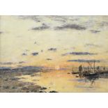 EUG&#200;NE BOUDIN (1824-1898) Mar&#233;e basse &#224; &#201;taples, soleil couchant (Painted in ...