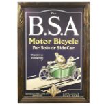 A BSA Motor bicycle advertising poster