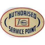 An oval Villiers Authorised Service Point enamel sign