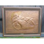 A 'Joey Dunlop' copper relief