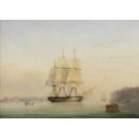 Nicholas Matthew Condy (British, 1818-1851) A Royal Navy frigate at anchor