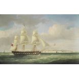 William John Huggins (British, 1781-1845) A frigate signalling her number off Ramsgate