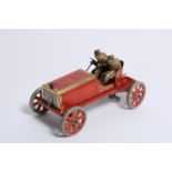 A veteran racing car tinplate clockwork toy, French, circa 1905,