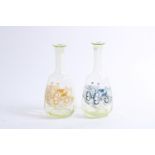 Two etched glass decanters, ((2))
