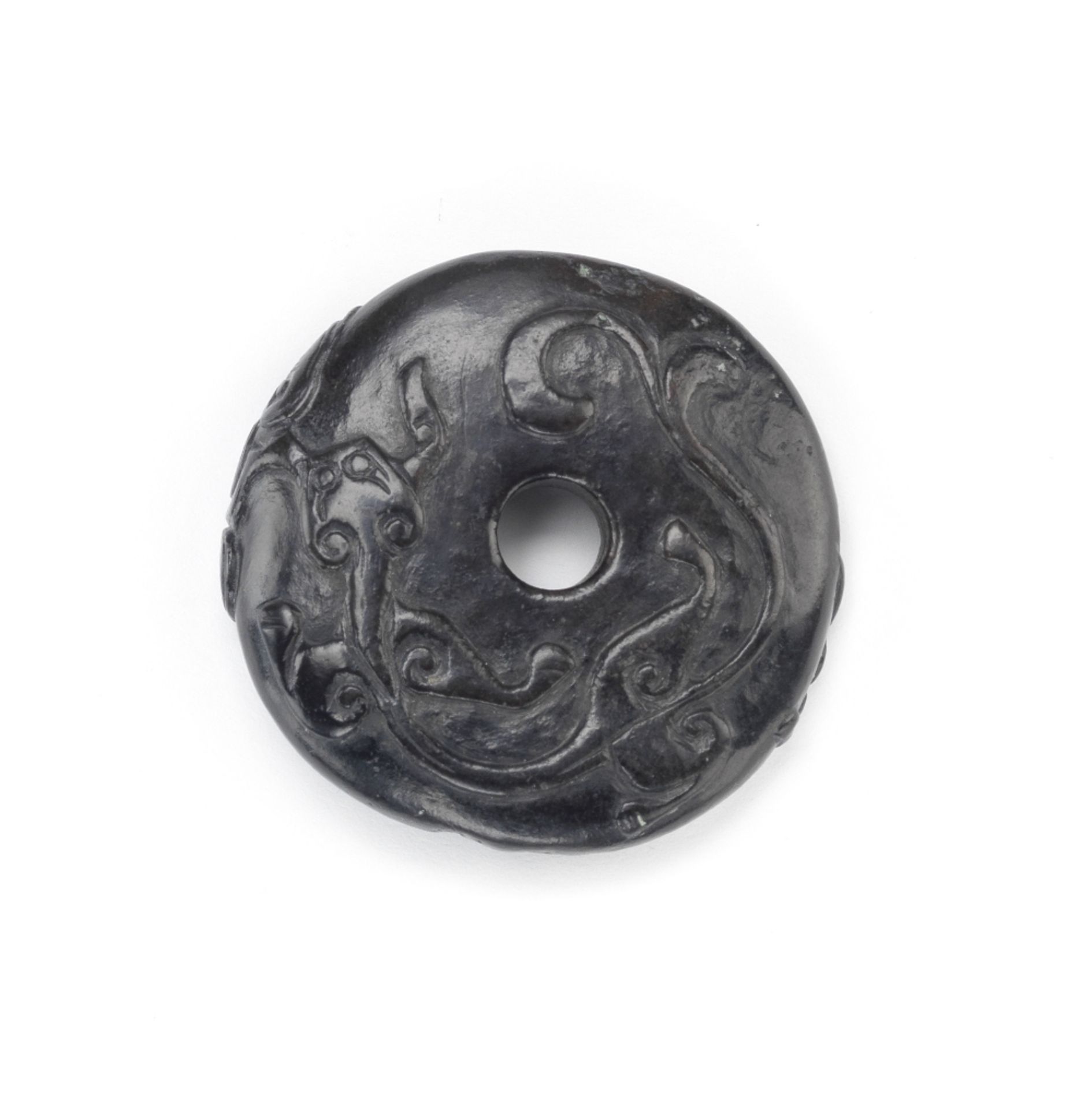 A BLACK JADE 'CHI DRAGON' DISC, BI Song Dynasty