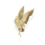 BOUCHERON: ENAMEL AND DIAMOND-SET BIRD BROOCH, CIRCA 1960