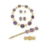 GOLD CANNETILLE AND AMETHYST DEMI-PARURE, CIRCA 1830 (7)