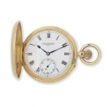 Ashley & Sims, Clerkenwell. An 18K gold keyless wind full hunter pocket watch formerly owned by C...