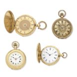 A lot of 4 gold Swiss lever pocket watches (4) Various dates