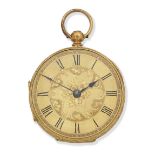 An 18K gold key wind open face pocket watch Chester Hallmark for 1862