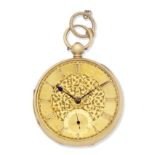James Truscott, Aberystwyth. An 18K gold key wind open face pocket watch Chester Hallmark for 1861