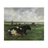 JULIEN DUPRE (1851-1910) Vaches au repos