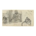JEAN-FRANCOIS MILLET (1814-1875) Divers &#233;tudes de figures; Etude d'une famille (recto-verso)