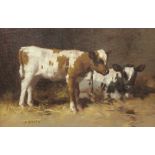 David Gauld RSA (British, 1865-1936) Calves in a stable