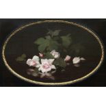 James Stuart Park (British, 1862-1933) A still life of pink roses oval form sight size 49.5 x 74...