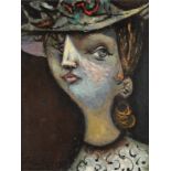 Mario Prassinos (GREEK/FRENCH, 1916-1985) Portrait de la femme au chapeau (Peint en 1944.signed ...