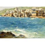 Vassilis Germenis (Greek, 1896-1966) Vue d'Alefkandra, Mykonos (Peint vers 1929.signed in Greek ...