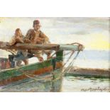 Thalia Flora-Caravia (Greek, 1871-1960) Sur la barque (signed in Greek (lower right) oil on canv...