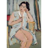 Yiannis Spyropoulos (Greek, 1912-1990) Femme assise (Peint en 1951.Oil on panel)