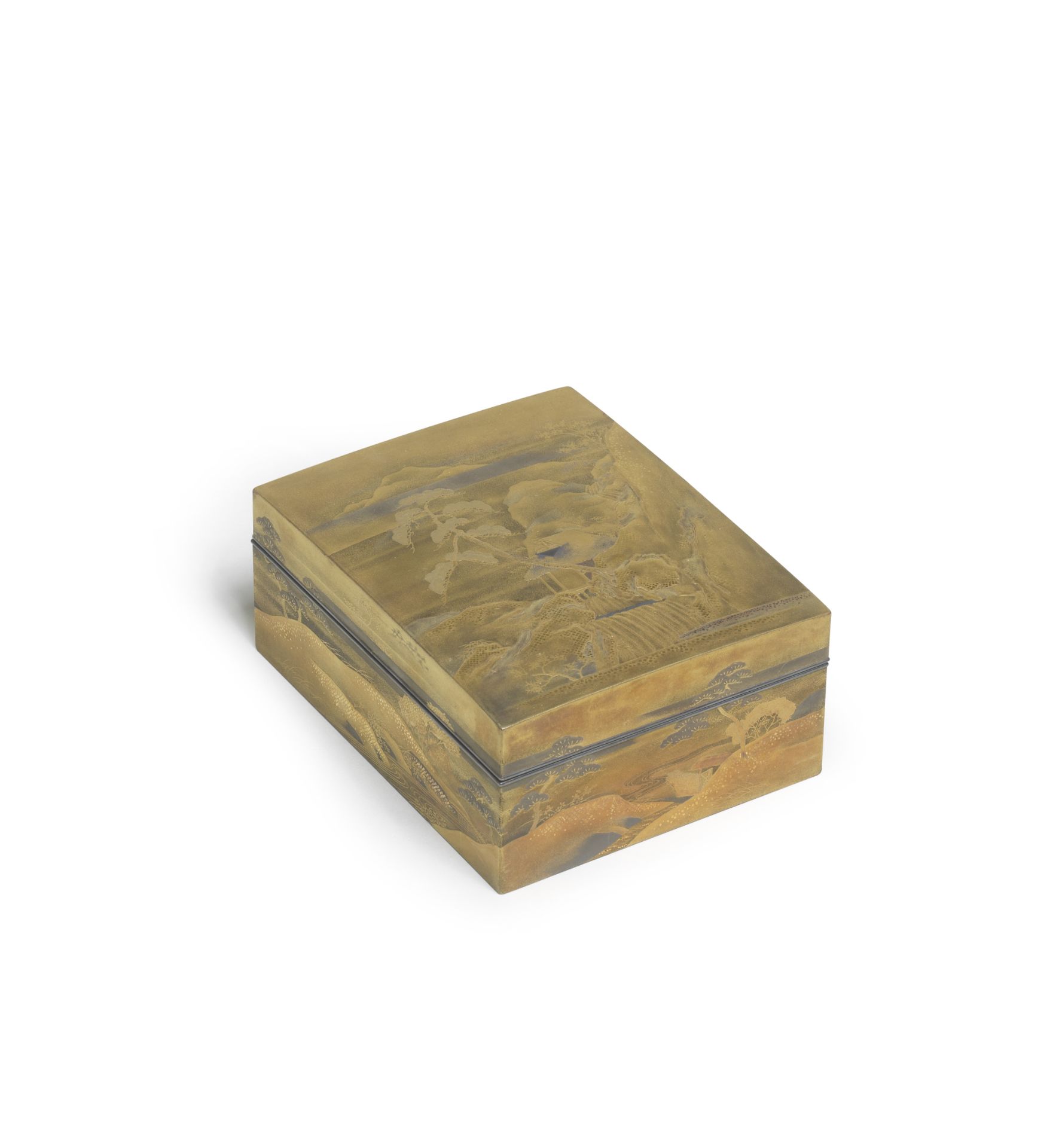 A GOLD-LACQUER RECTANGULAR BOX AND COVER Meiji (1868-1912) or Taisho (1912-1926) era, early 20th...