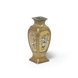 A SILVER-MOUNTED, GOLD-LACQUER, AND SHIBAYAMA-INLAID FOUR-SIDED VASE Meiji era (1868-1912), late...