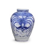 AN ARITA-WARE, BLUE-AND-WHITE PORCELAIN BALUSTER JAR Edo period (1615-1868), late 17th/early 18t...