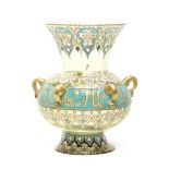 A Mamluk style emamelled glass mosque lamp by Jacques-Philippe Imberton France, dated 1895