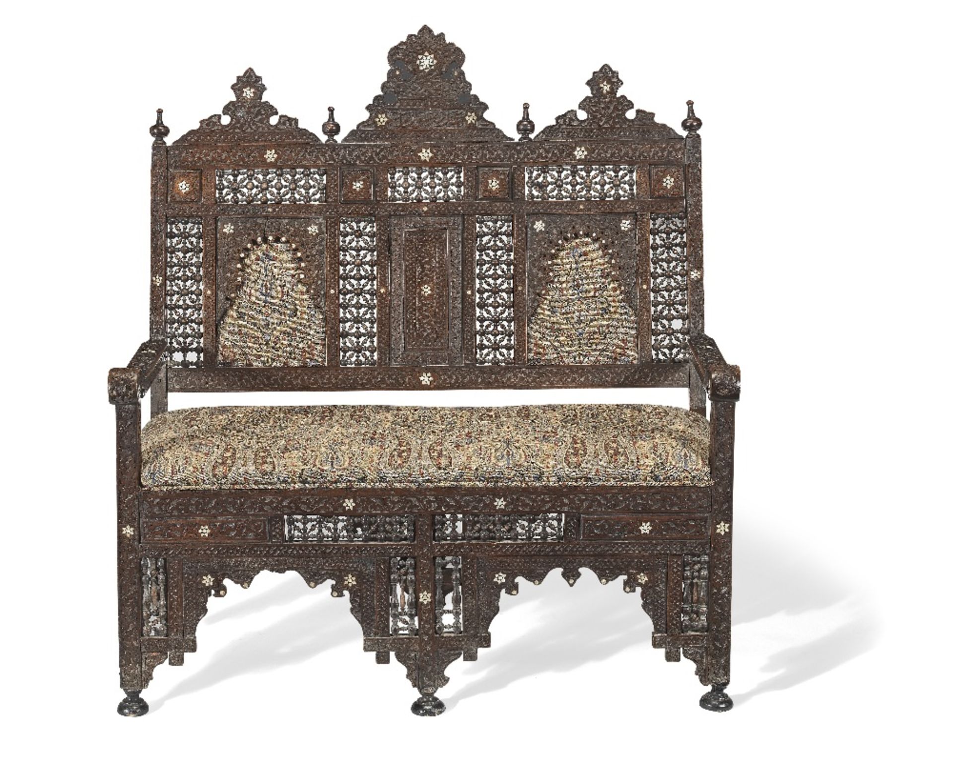 A Damascus mother-of-pearl-inlaid wood sofa Syria, 19th Century