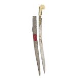 An Ottoman walrus ivory-hilted gold-damascened steel sword (yataghan) by Usta Ahmed Turkey, date...