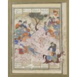 An illustrated leaf from a manuscript of the Barzu-nameh of Shams al-Din Muhammad Kawsaj, depict...